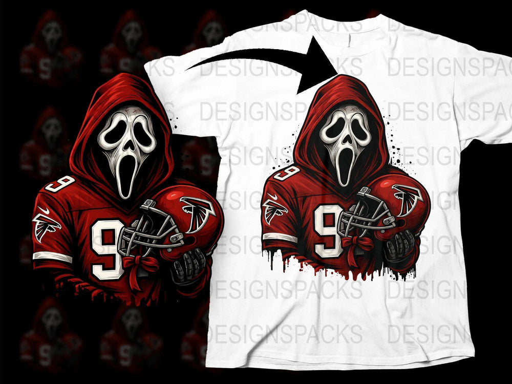 Ghost Face Football Jersey, Horror Movie Fan Red and White Shirt, Unique Sports Apparel, Gift for Movie Lovers