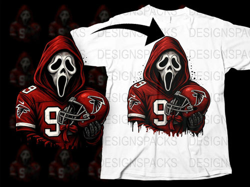 Ghost Face Football Jersey, Horror Movie Fan Red and White Shirt, Unique Sports Apparel, Gift for Movie Lovers