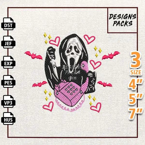Ghost Face Embroidery Design