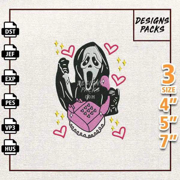 Ghost Face Scream Movie Embroidery Design