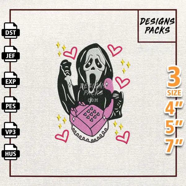Ghost Face Scream Movie Embroidery Design