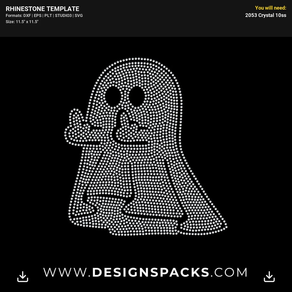 Ghost Middle Finger Rhinestone Digital Template