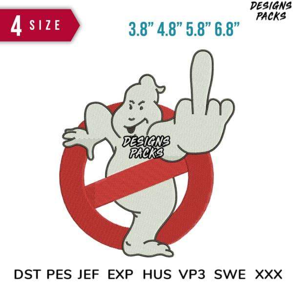 Ghostbusters no-ghost logo embroidery design in 4 sizes, compatible with DST PES JEF formats for instant download