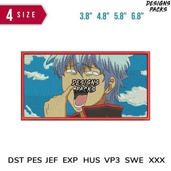 Anime character embroidery design with 4 size options, DST PES JEF formats for instant download