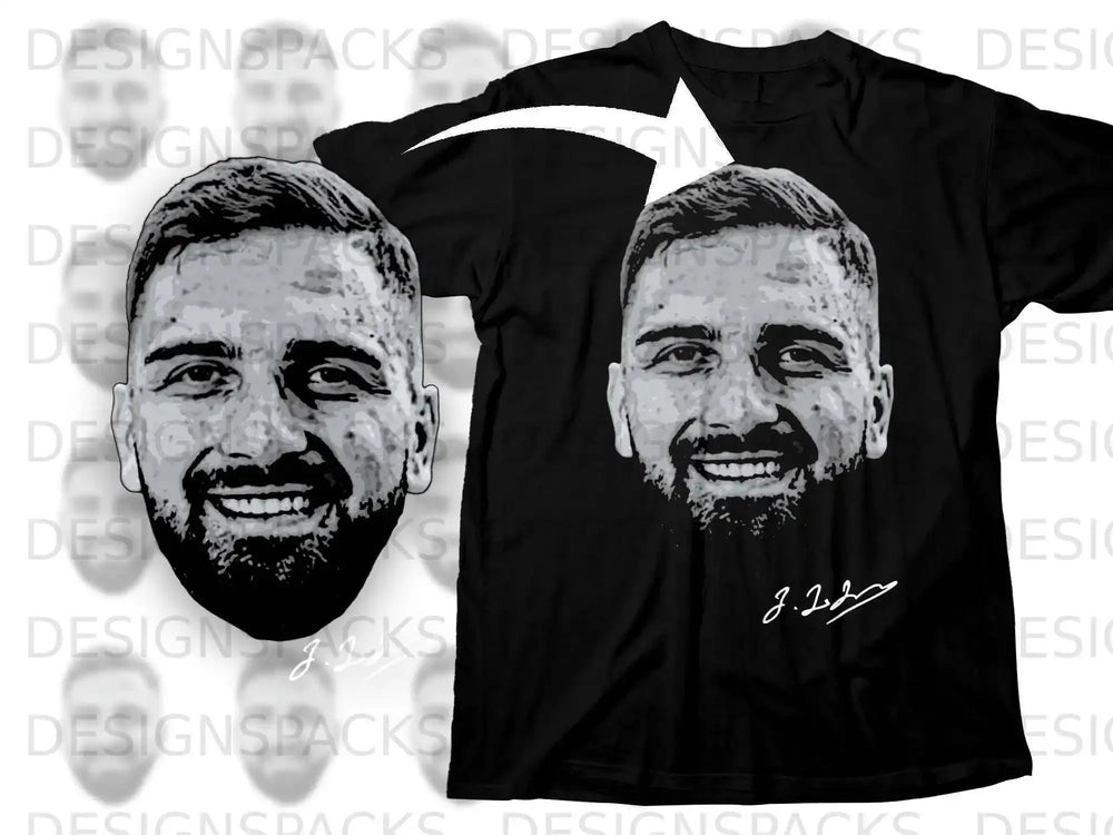 Custom Graphic Face Print T-Shirt with Signature Design