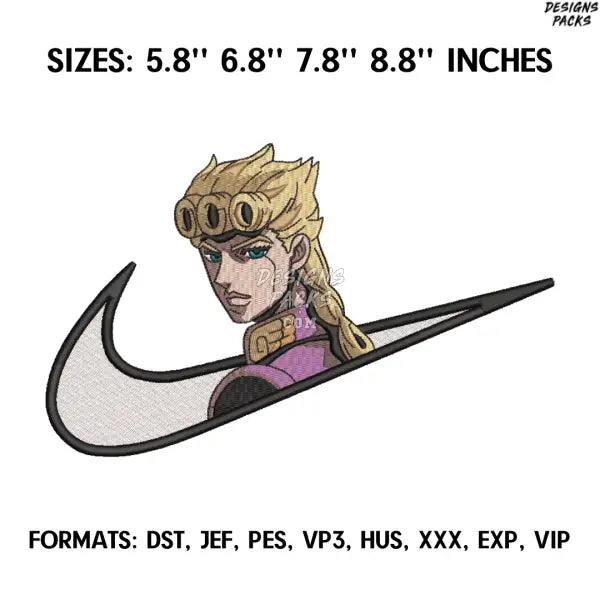 Giorno Giovanna Embroidery Design File, JoJo's Bizarre Adventure Anime Embroidery Design, Anime Jojo Embroidery Design