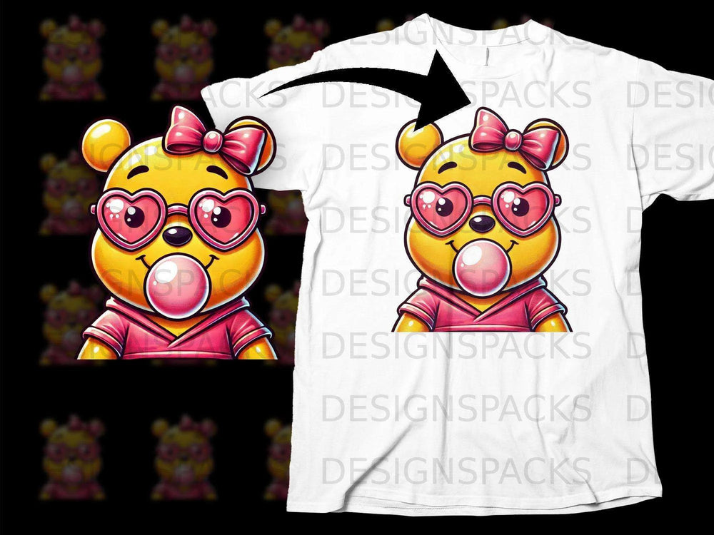 Cute Bear with Heart Glasses T-shirt Design Product