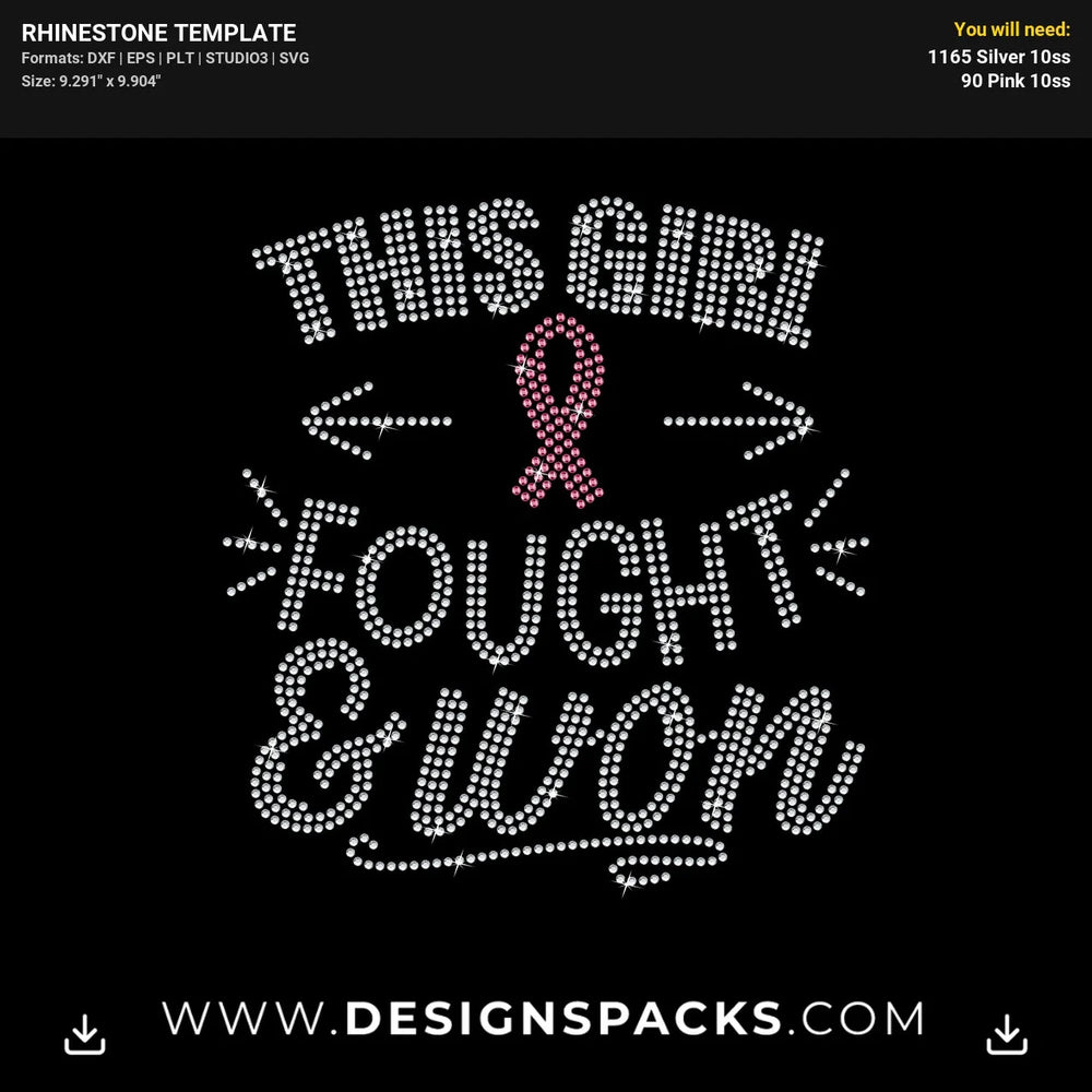 Girl Fought Won Design Rhinestone Digital Template