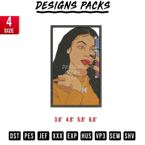 girl selfie Embroidery Design 