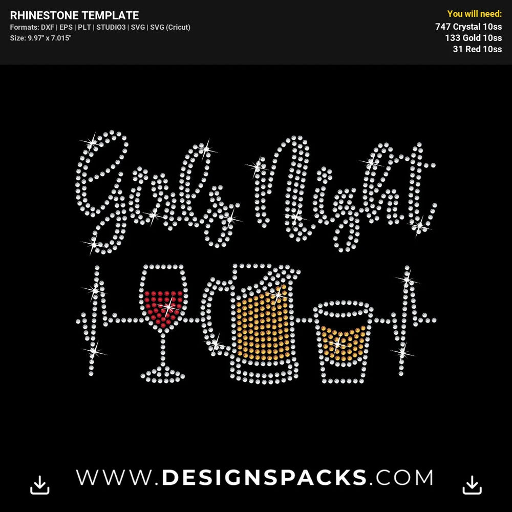Girls Night Out Party Rhinestone Digital Template