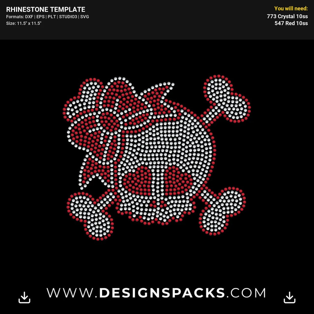 Girly Skull Eye Heart Bow Rhinestone Digital Template