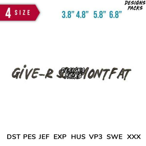 Give-R Script Montfat embroidery design in 4 sizes, compatible with DST PES JEF EXP HUS VP3 SWE XXX formats