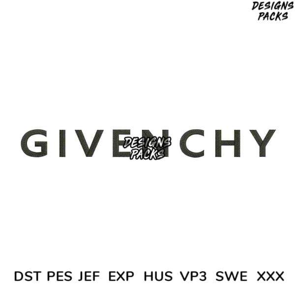 Givenchy logo embroidery design in DST PES JEF formats for instant download