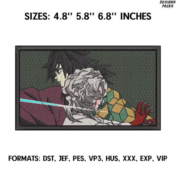 Giyu Tomioka and Rui Embroidery Design File, Kimetsu no yaiba Anime, Machine Embroidery Design, Demon Slayer Embroidery