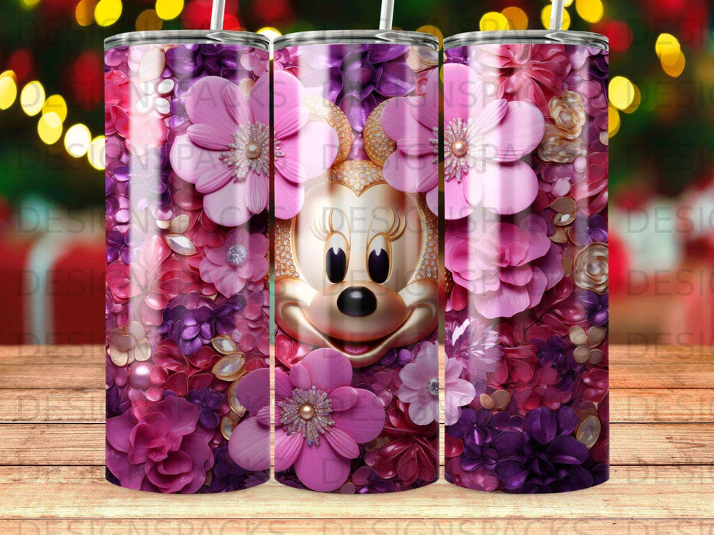 Glam Minnie Bloom Tumbler Digital Wrap Design