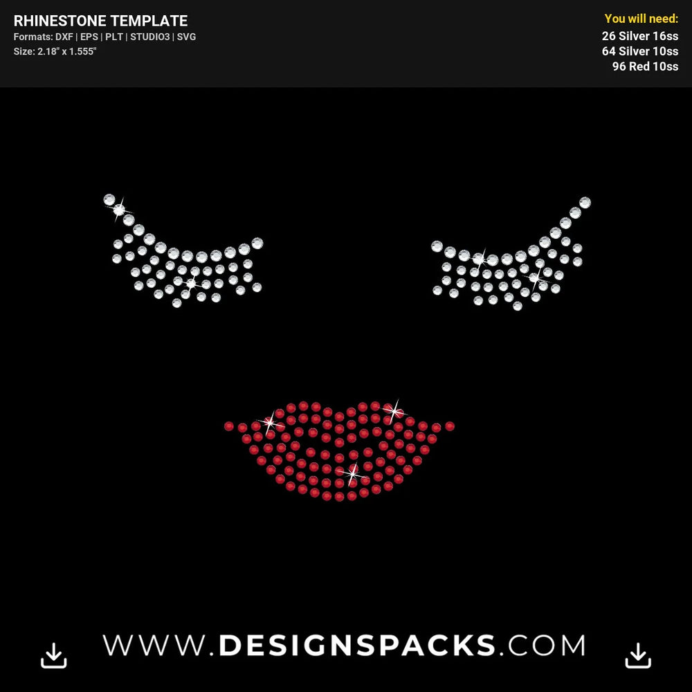 Glamorous Beauty Face Mask Rhinestone Digital Template