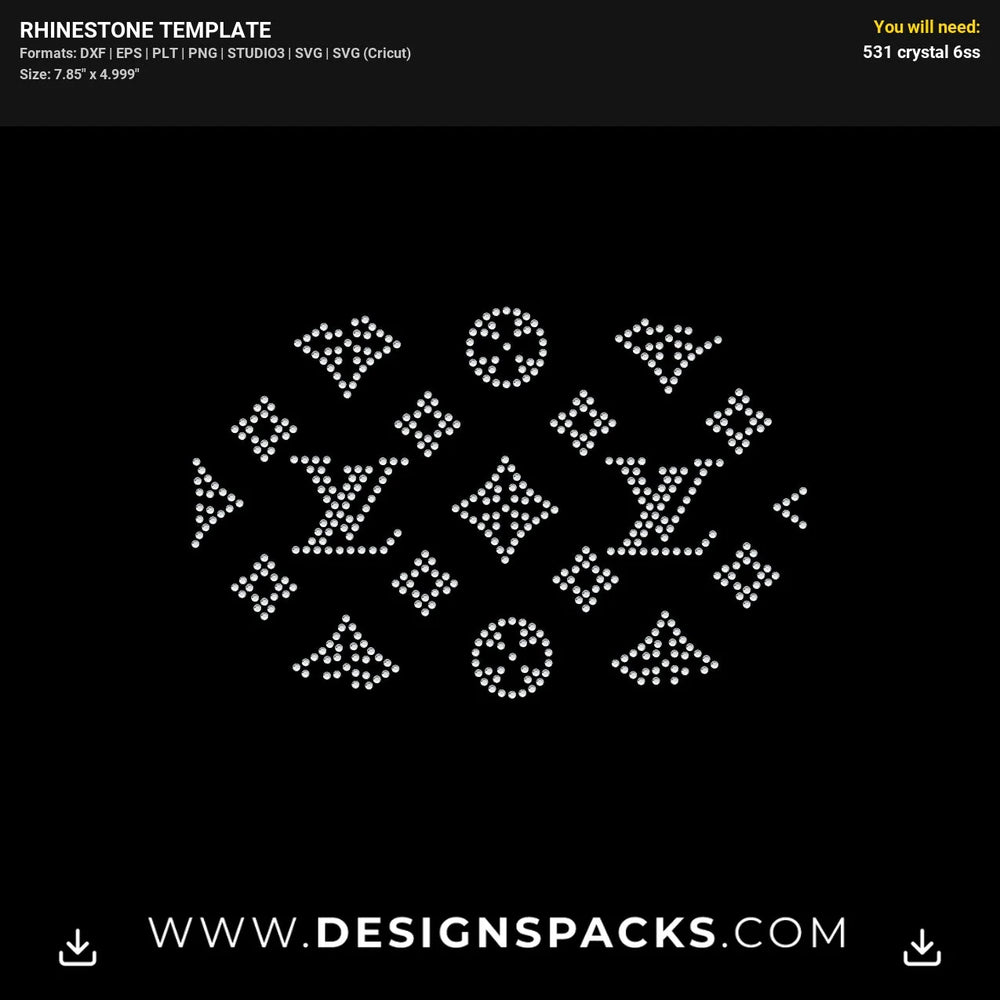 Glamorous Face Mask Pattern Three Rhinestone Digital Template