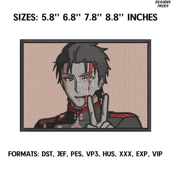 Glen Ichinose Embroidery Design File, Owari No Seraph Anime Embroidery Design, Machine Embroidery anime design