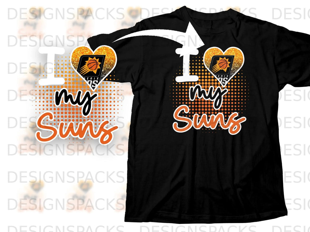 Black t-shirt with "I love my Suns" and Phoenix Suns logo graphic.