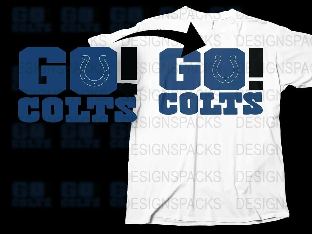 Go Colts Fan T-Shirt, Indianapolis Football Team Sports Apparel, Blue and White Graphic Tee