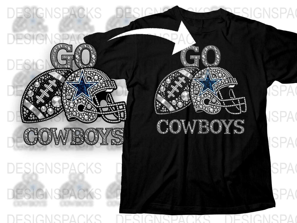 Dallas Football Rhinestone T-Shirt, Black Graphic Tee, Sparkly Sports Fan Apparel, Unisex Sizes Available
