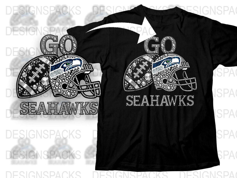 Seattle Football Team Rhinestone T-Shirt, Sparkly Fan Gear, Game Day Apparel, Sports Fan Gift Idea
