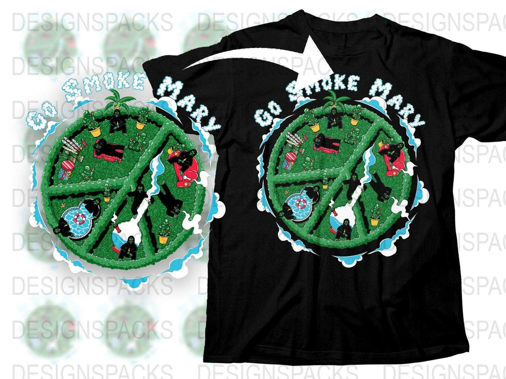 Go Smoke Mary Peace Symbol Themed Graphic Png Digital Download