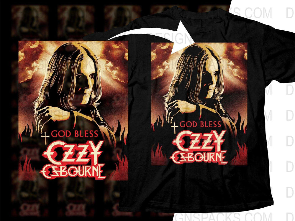 God Bless Ozzy Osbourne Rock Design Png Halftone Digital Download