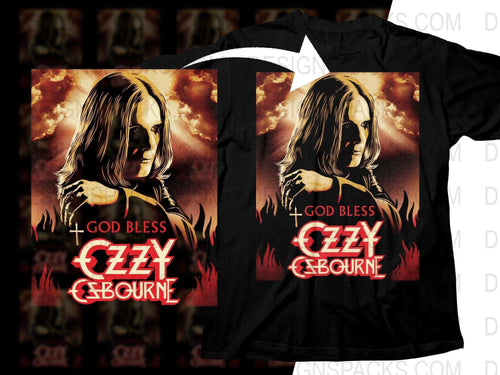 God Bless Ozzy Osbourne Rock Design Png Halftone Digital Download