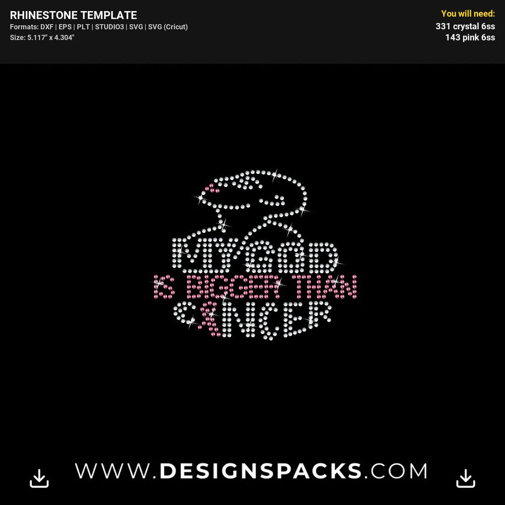 God Is Bigger Than Cancer Mask Rhinestone Digital Template