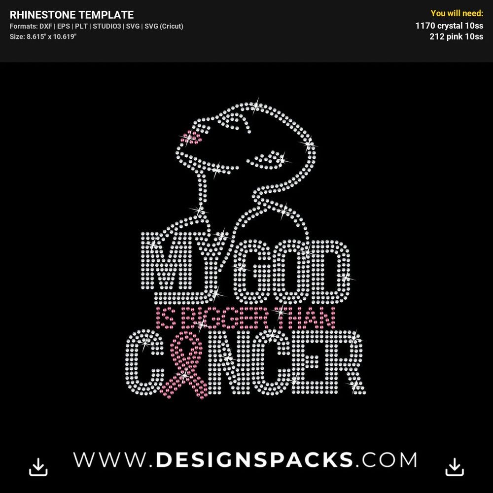 God Is Bigger Than Cancer Rhinestone Digital Template