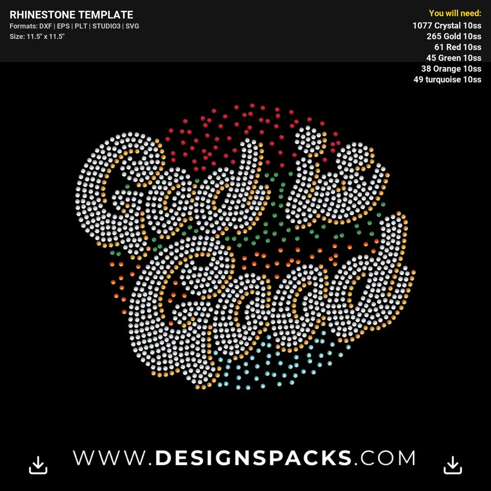 God Is Good Vintage Rhinestone Digital Template