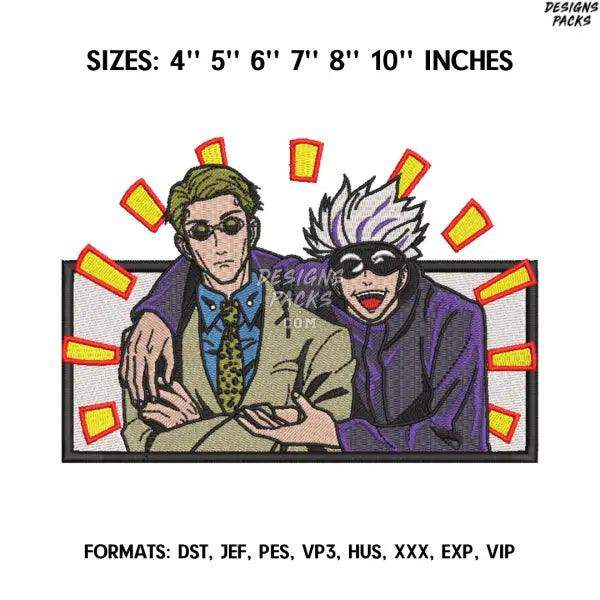 Gojo and Nanami Kento embroidery design, Jujutsu Kaisen Anime Embroidery design, Embroidery Pattern, Anime Pes Design