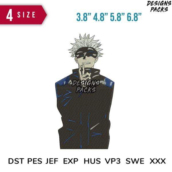 Anime character embroidery design in 4 sizes, compatible with DST PES JEF formats for instant download