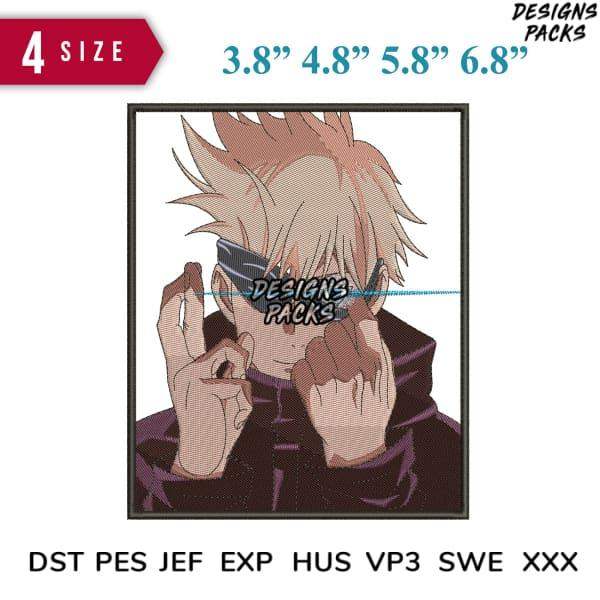Anime character embroidery design in 4 sizes, DST PES JEF formats, print-ready for DTG or DTF