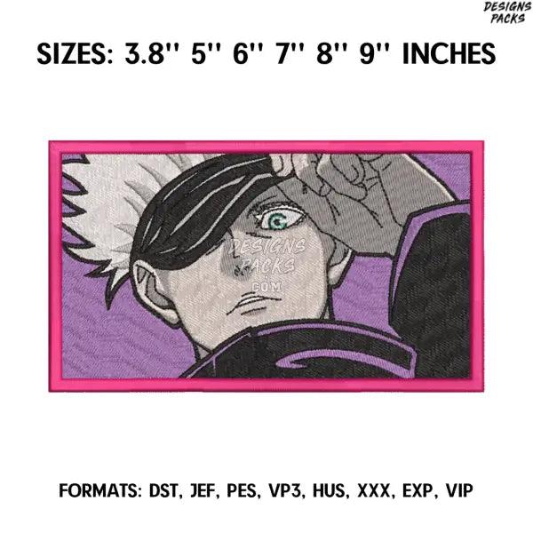 Gojo Satoru Embroidery Design File, Jujutsu Kaisen Anime Embroidery Design, Machine Design Dst. Anime Pes Design Brother