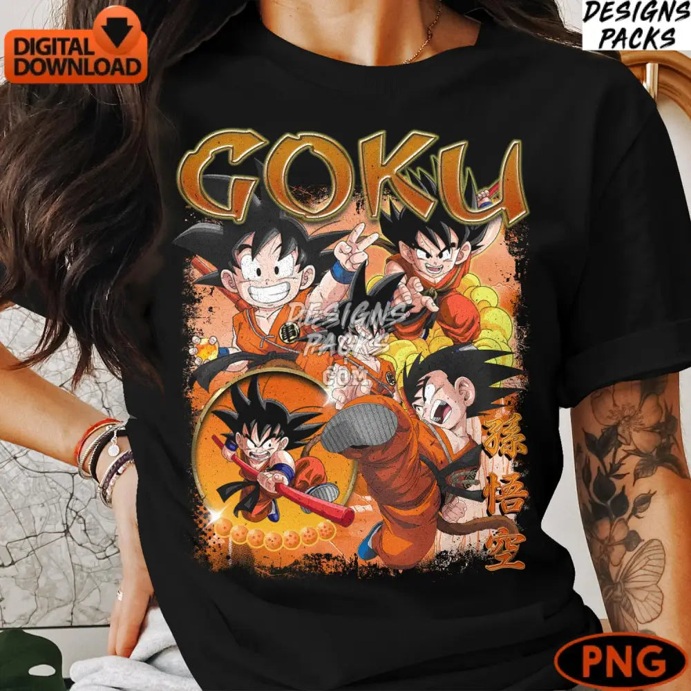 Goku Anime Digital Art Instant Download Dragon Ball Z Png Vibrant Manga