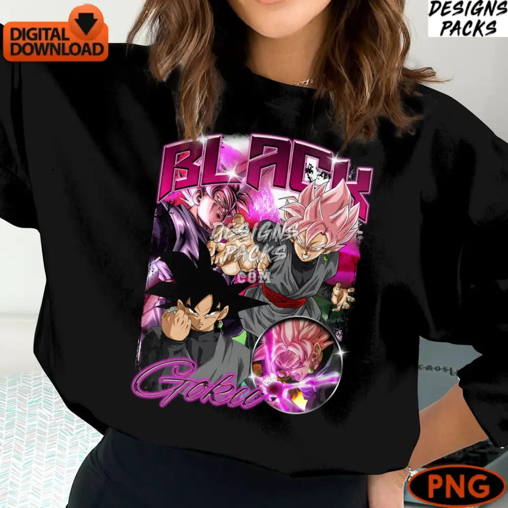 Goku Black Super Saiyan Rose Digital Dragon Ball Z Fan Art Instant Download Png