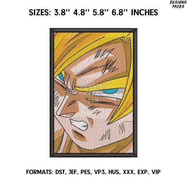 Goku Embroidery Design File, Dragon Ball Anime Embroidery Design, Anime Pes Design Brother, Machine embroidery file