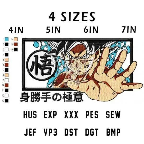Goku Ultra Instinct Dragon Ball Anime Embroidery Design