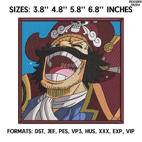 Gol D Roger Embroidery Design File, One Piece Anime Embroidery Design, Machine embroidery file. Anime Design Pes Brother