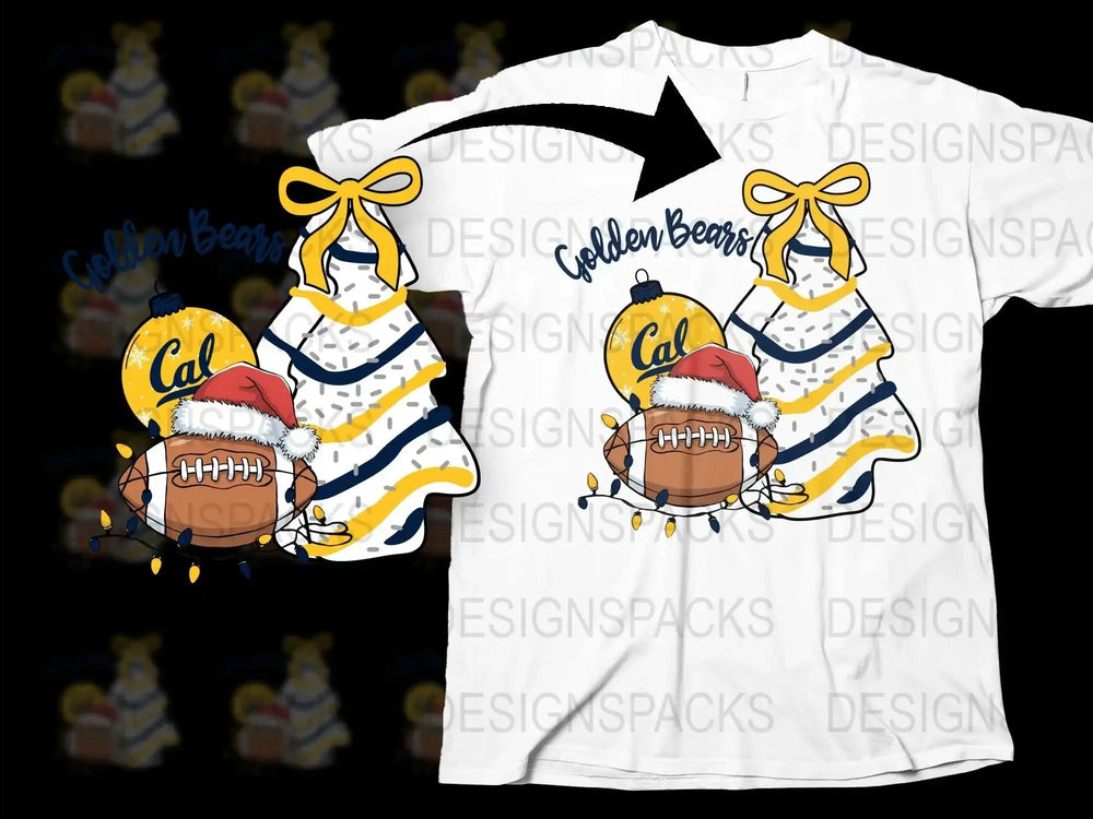 Cal Golden Bears Football Santa Hat Christmas T-Shirt, Festive Holiday Sports Tee, College Football Fan Apparel