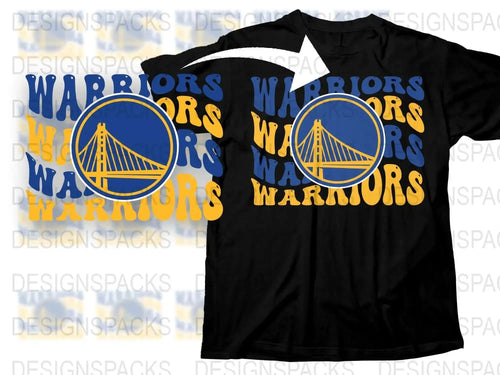Golden Gate Bridge Warriors Graphic T-Shirt, Blue and Yellow, Sports Fan Apparel, Unisex Tee