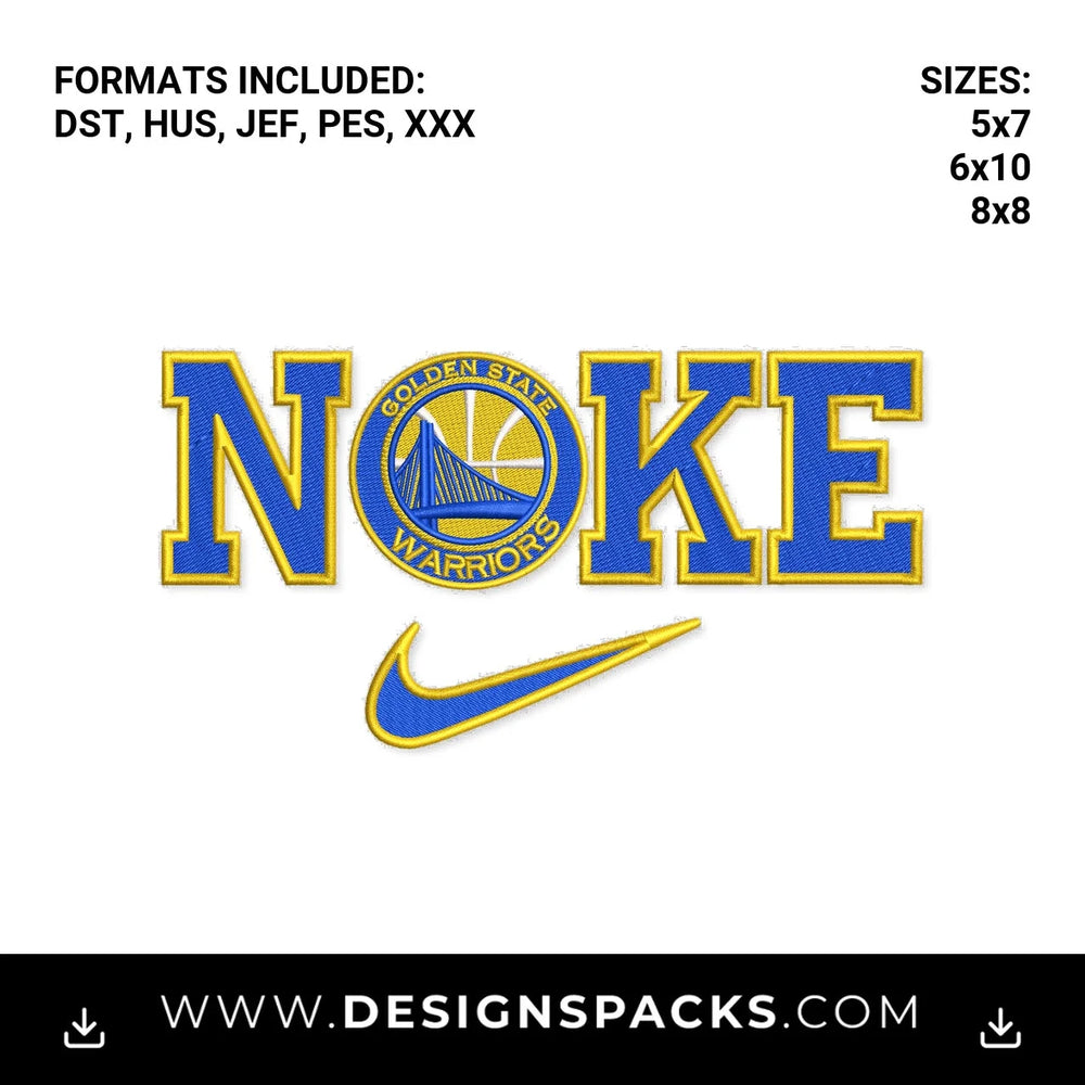 Golden State Warriors Nike Swoosh Logo Embroidery Design - Instant digital download pattern at Designspacks.com