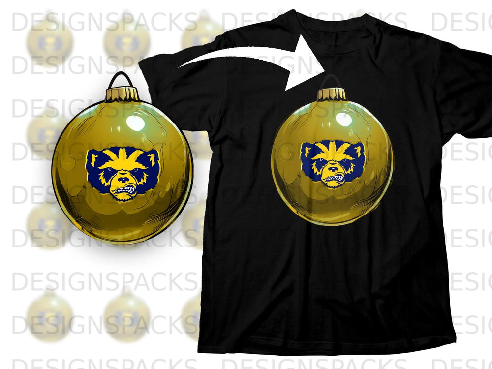 Black t-shirt with a distressed golden ornament featuring a blue and yellow badger face.