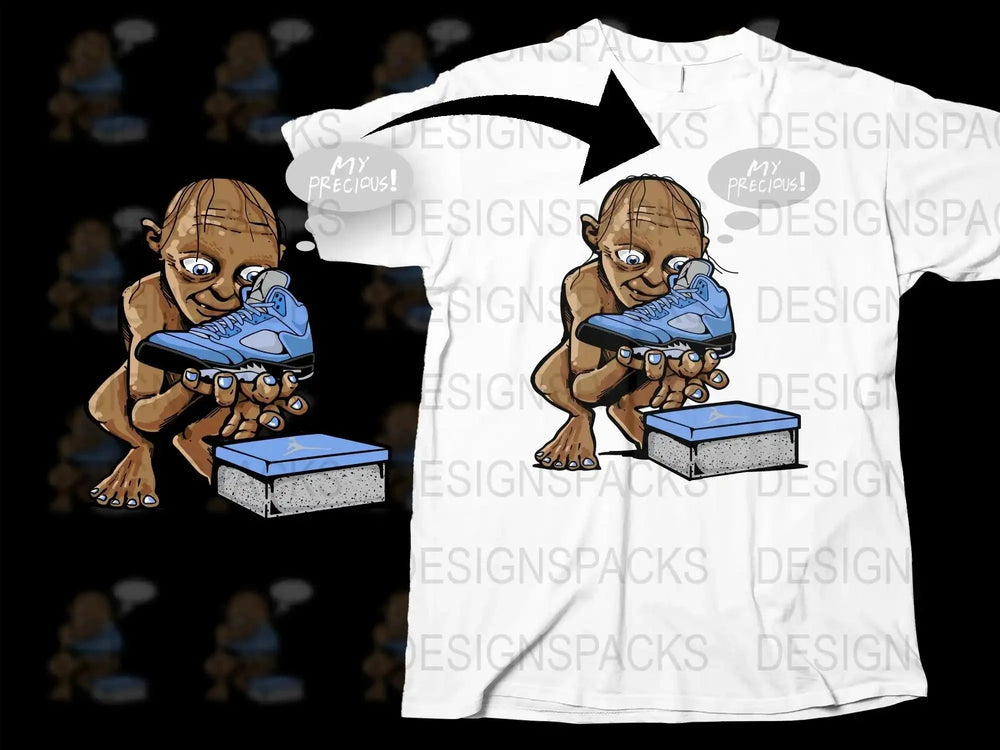 Gollum Obsessing Over Sneakers Graphic Png Digital Download