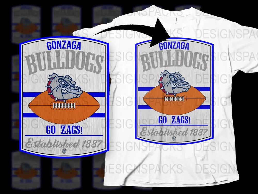 Gonzaga Bulldogs Graphic T-Shirt, Go Zags Sports Fan Tee, College Basketball Apparel, Established 1887 White Shirt