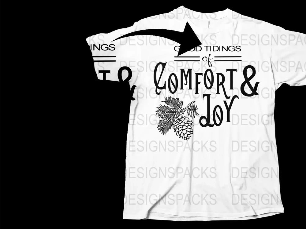 Comfort and Joy Pineapple Christmas T-Shirt, Holiday Graphic Tee, Festive Pineapple Shirt, White Cotton T-Shirt for Winter