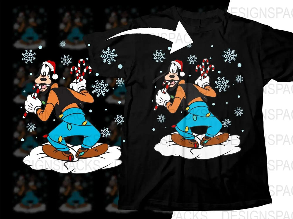 Goofy Santa Hat Eating Candy Canes Christmas Png Digital Download