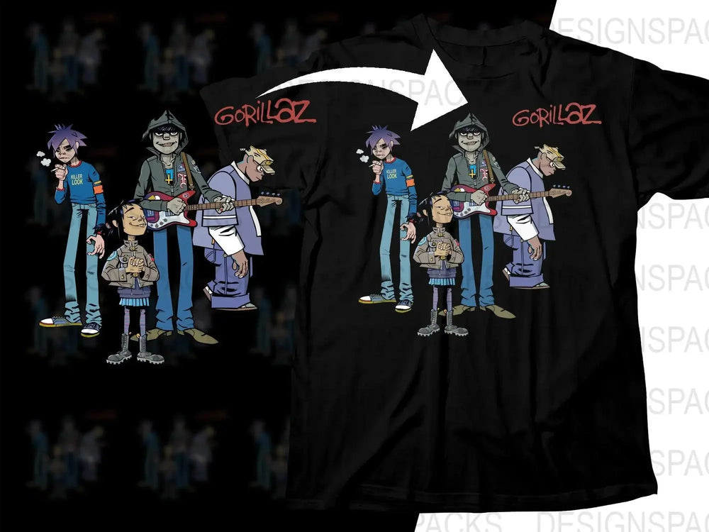 Gorillaz Music Band Members Graphic Png Design Digital Download
